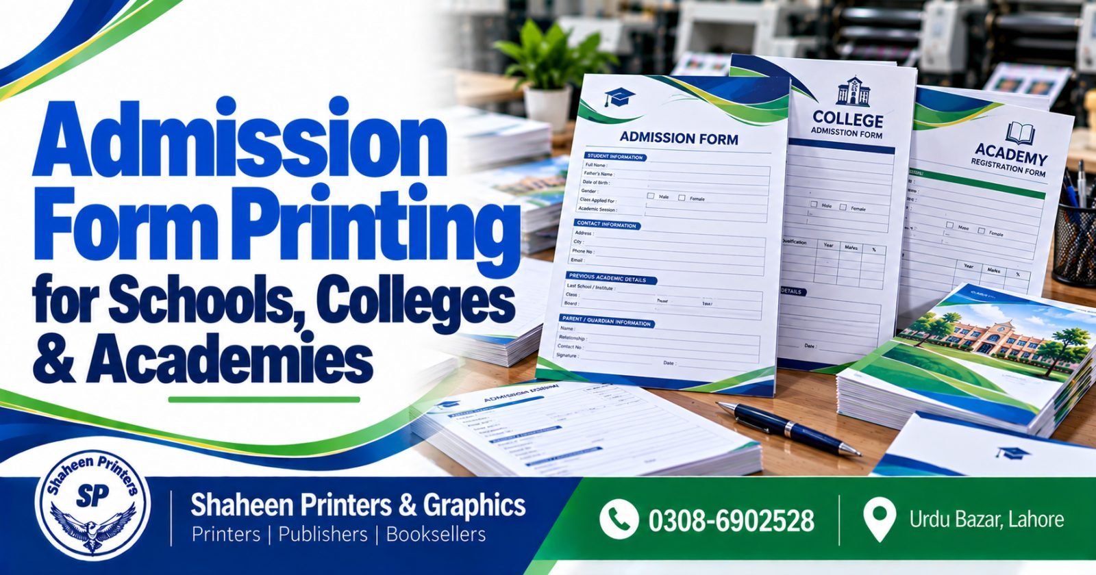 admission form printing in Lahore, school admission form printing, college admission form printing, academy admission form printing, customised admission forms Pakistan, A4 admission form printing, school stationery printing Lahore, bulk admission form pr